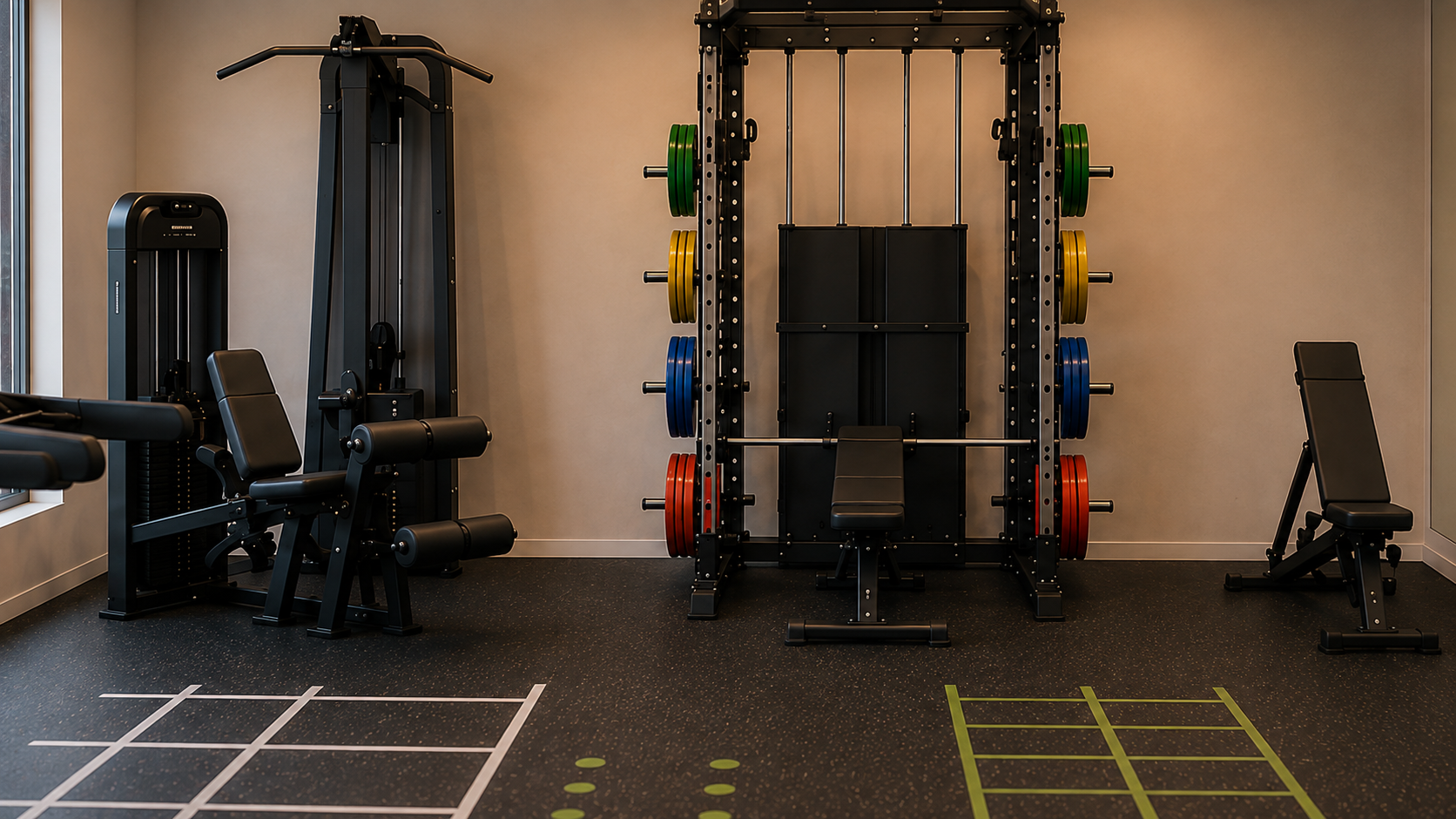 Zona de musculación con equipamiento profesional